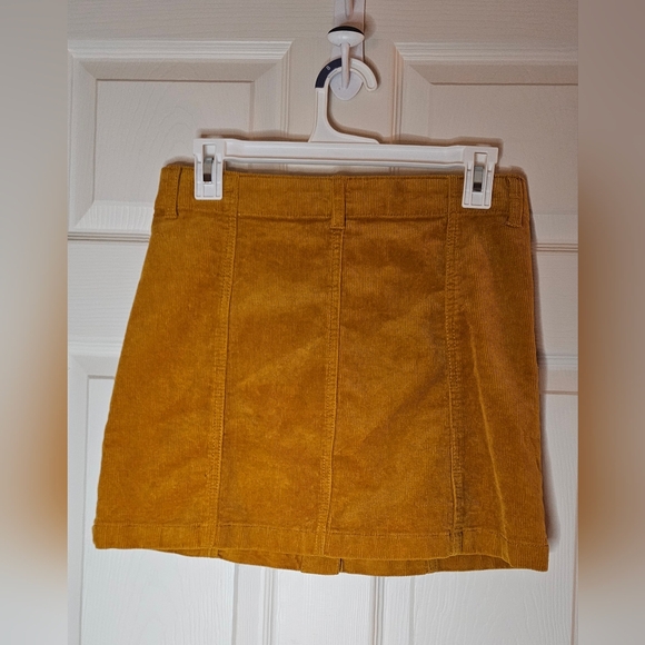 Forever 21 Mustard Yellow Corduroy Button-Front Mini Skirt - Size Medium - Picture 2 of 5